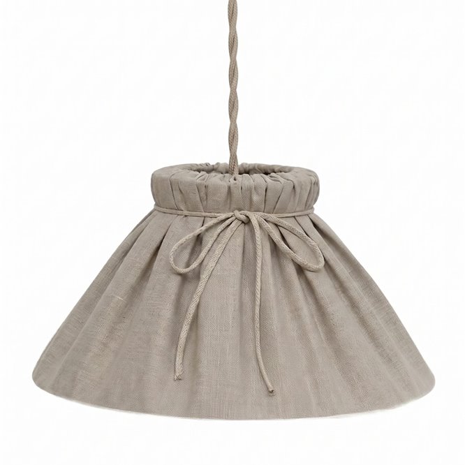 Beżowa lampa wisząca boho lniana Hytte 40cm
